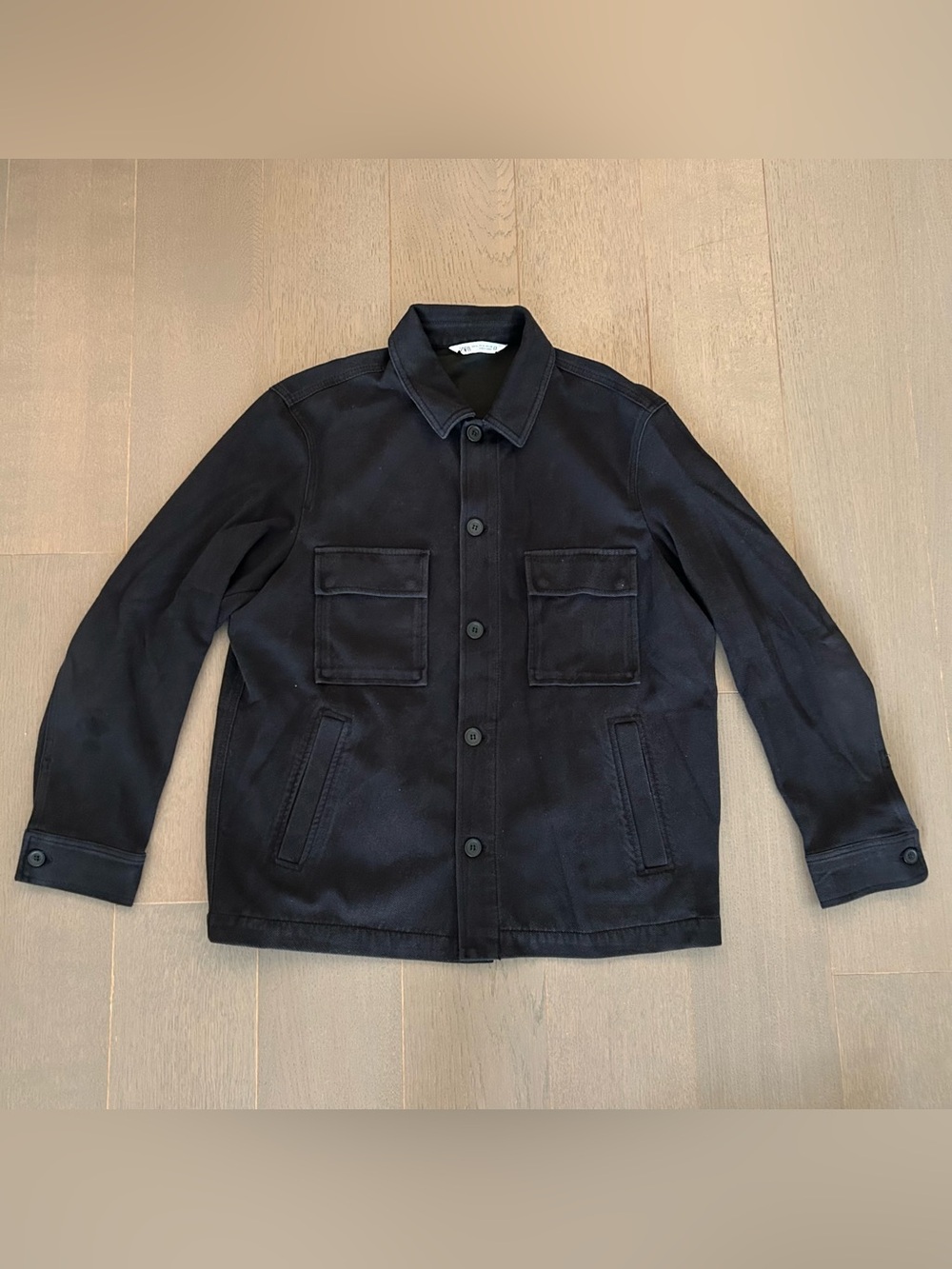 Zara Faded Black Button Front Overshirt Jacket